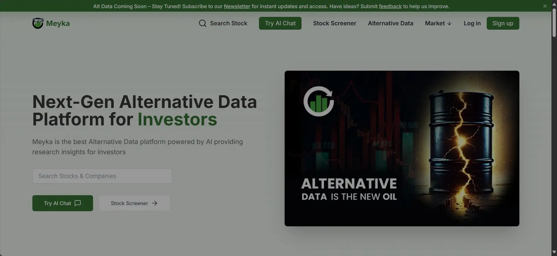 meyka landing page