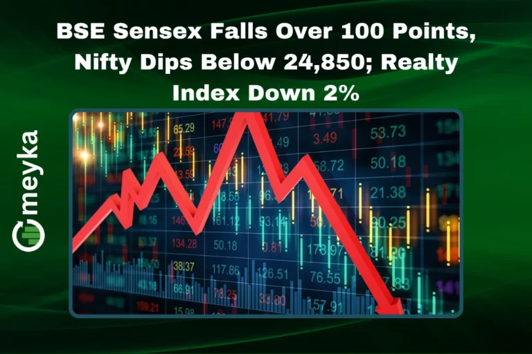 Image showing BSE Sensex stock ticker in red with falling numbers, representing market decline on July 28.