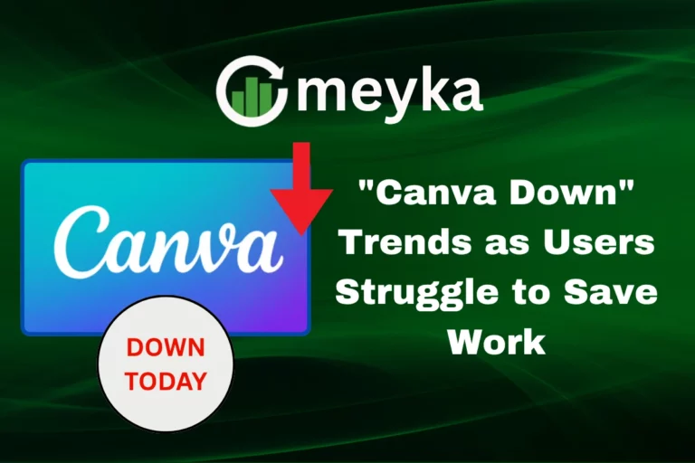 Canva Down screenshot showing error message and failed project saving