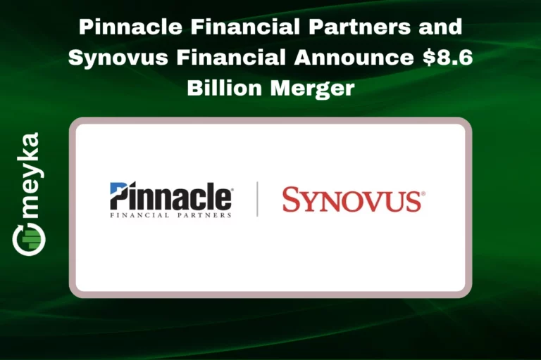 Executives from Pinnacle Financial Partners and Synovus shaking hands after announcing $8.6 billion merger