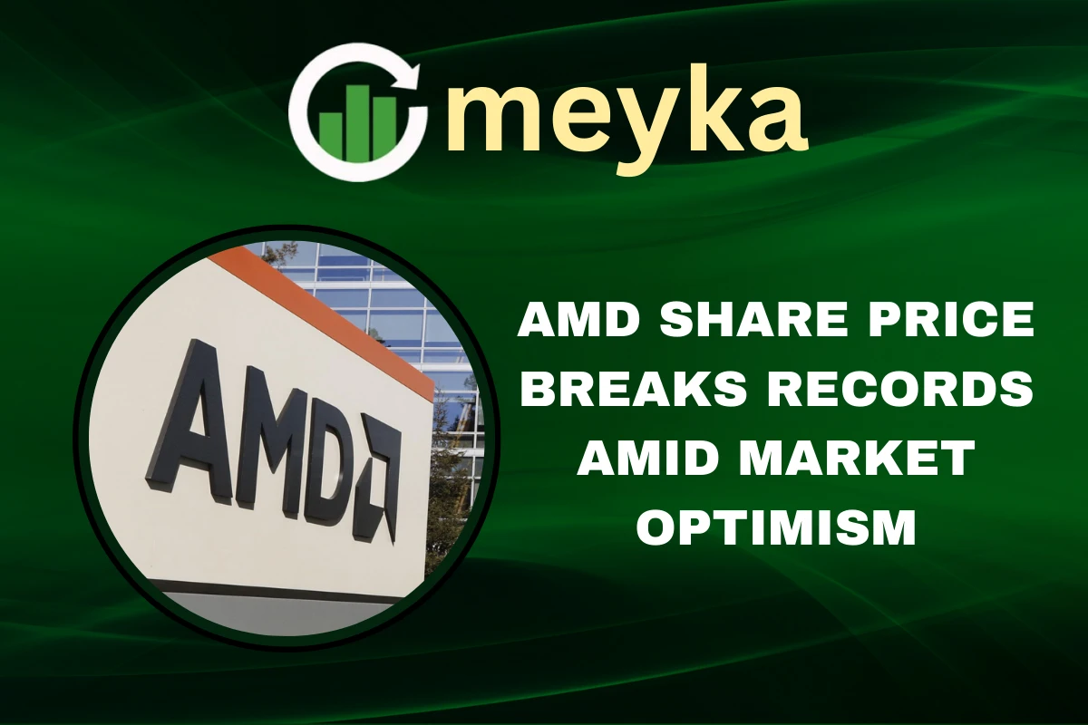AMD share price chart showing record highs amid strong market optimism