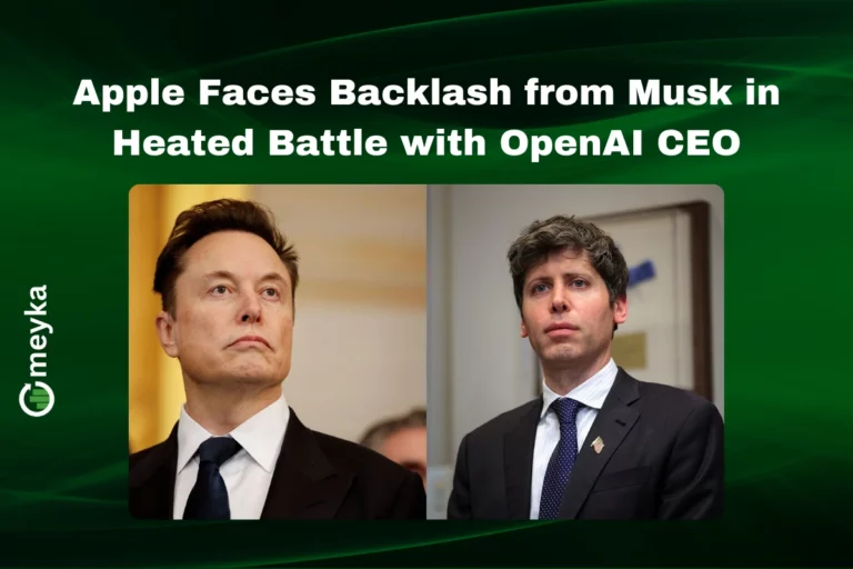Elon Musk speaking at a tech event while criticizing Apple’s AI policies in his ongoing dispute with OpenAI CEO Sam Altman.