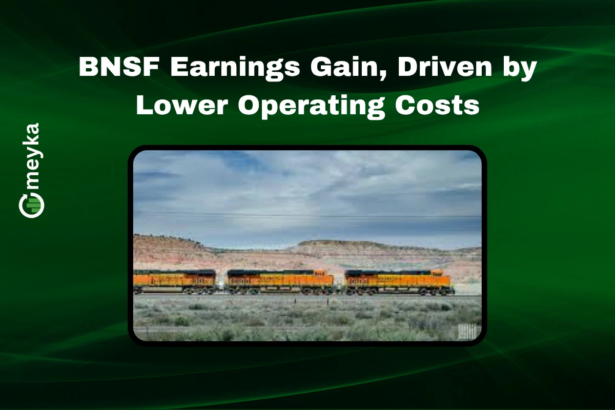 BNSF freight train on railroad track under clear sky