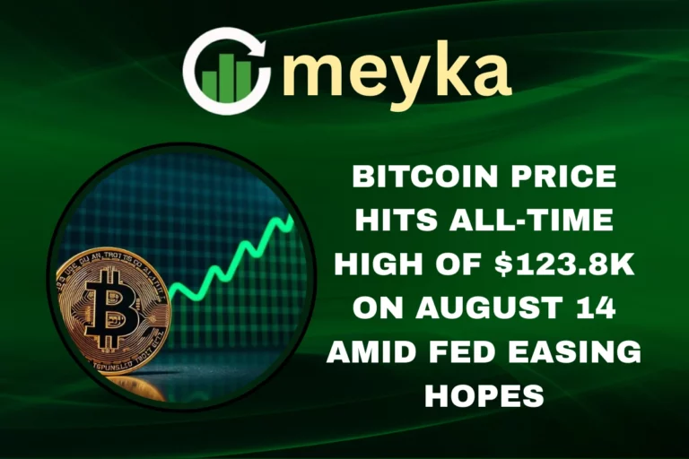 Line chart showing Bitcoin price surge to $123.8K on August 14, 2025