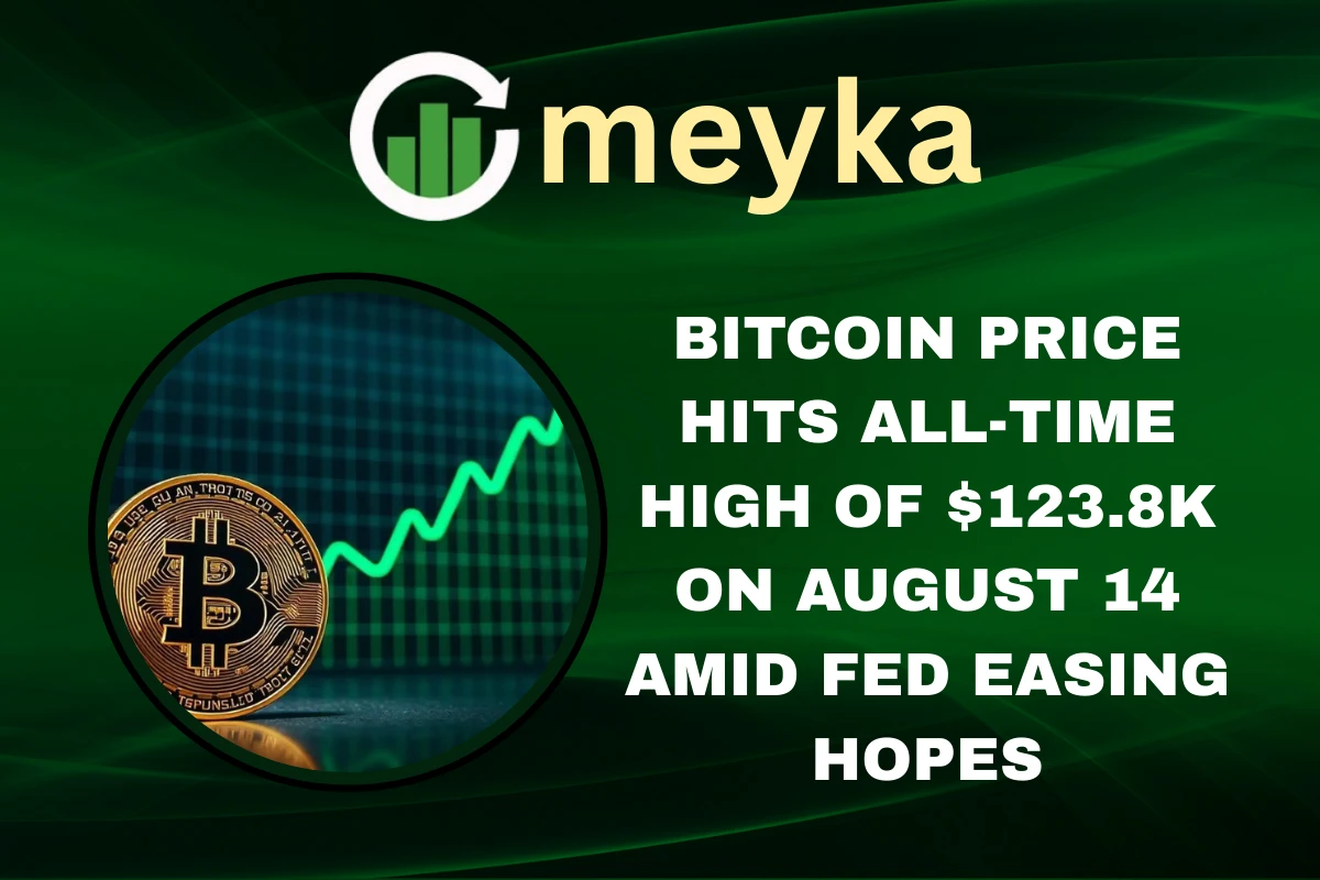 Line chart showing Bitcoin price surge to $123.8K on August 14, 2025