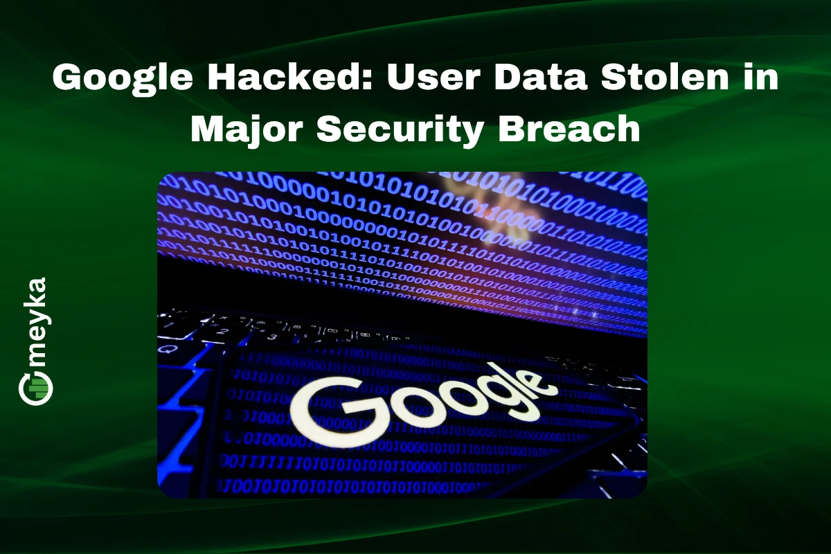 Google headquarters building with security breach warning overlay