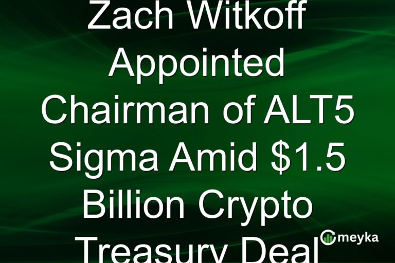 Zach Witkoff Appointed Chairman of ALT5 Sigma Amid $1.5 Billion Crypto Treasury Deal