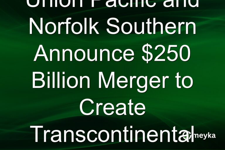 Union Pacific and Norfolk Southern Announce $250 Billion Merger to Create Transcontinental Railroad Giant