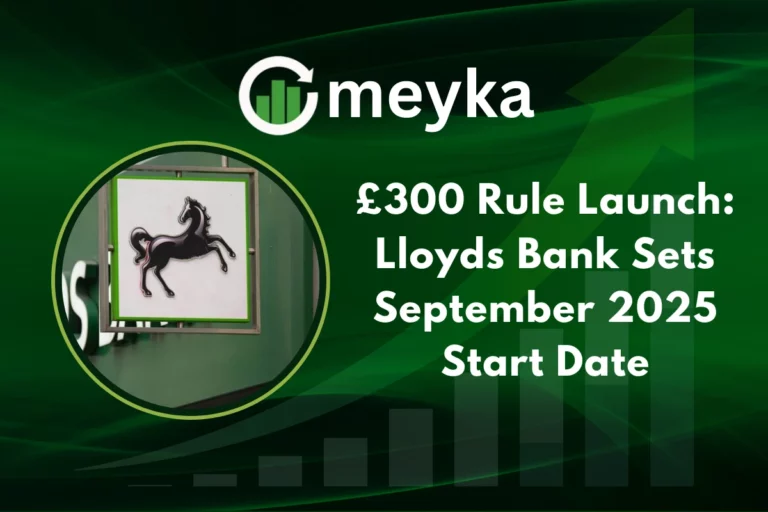 Lloyds Bank UK branch with logo sign and people walking outside in 2025