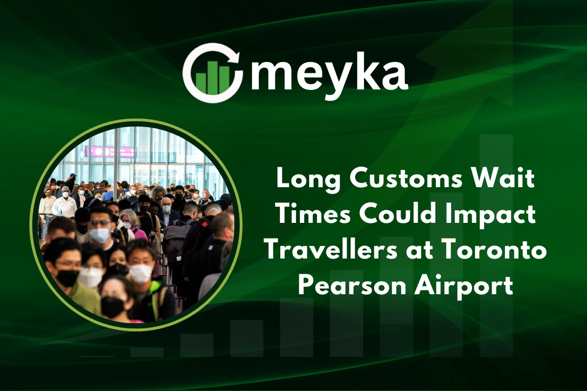 Long customs lines at Toronto Pearson Airport with travellers waiting to clear security and immigration.