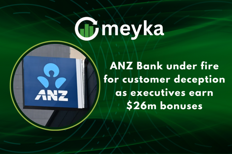 ANZ Bank headquarters in Sydney amid public backlash over customer deception and $26 million executive bonuses.