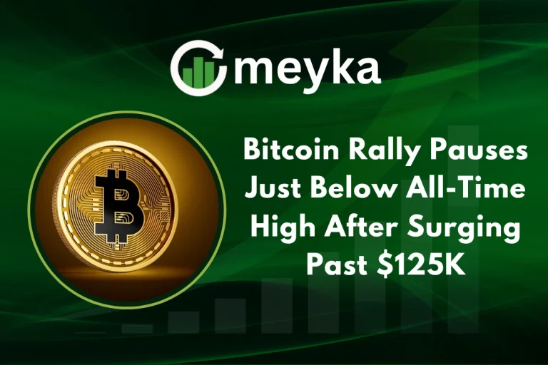 Bitcoin rally chart showing price surge past $125,000 before pausing below all-time high.