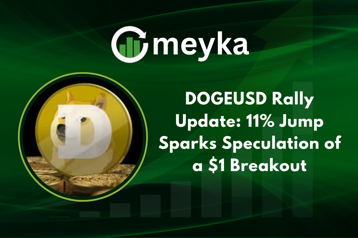 DOGEUSD chart showing Dogecoin’s 11% rally amid rising trading volume and market optimism.
