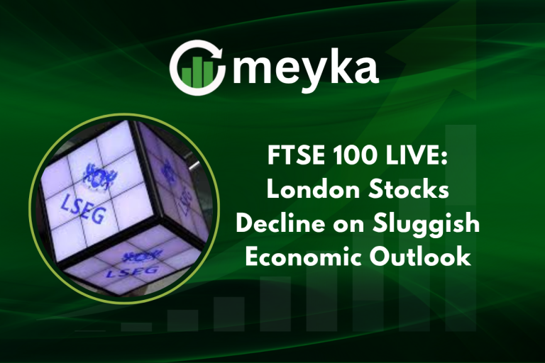FTSE 100 LIVE chart showing London stocks falling amid weak UK economic outlook.