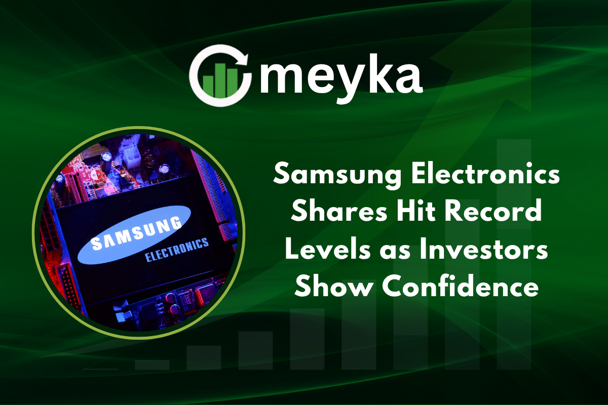 Samsung Electronics stock chart showing record-high share prices driven by AI and semiconductor market recovery