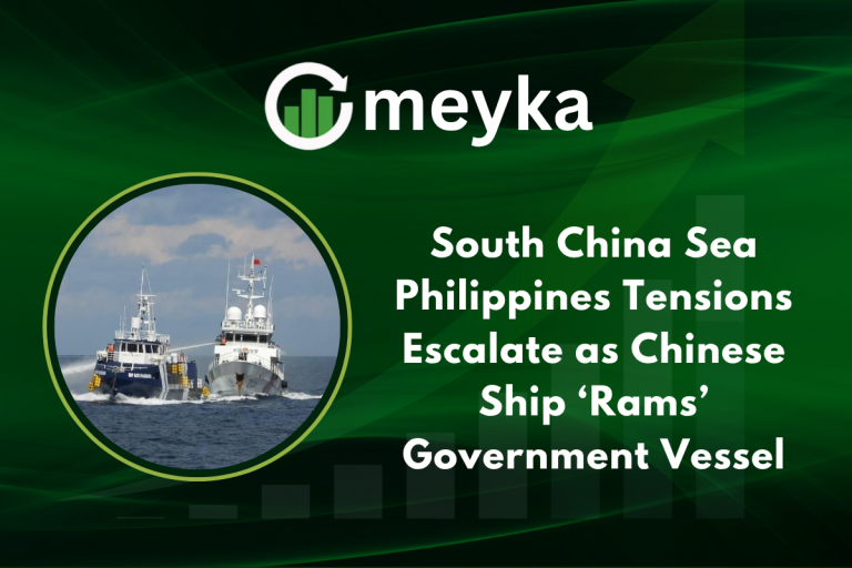 Philippine and Chinese coast guard ships face off in the South China Sea after a collision near Thitu Island.