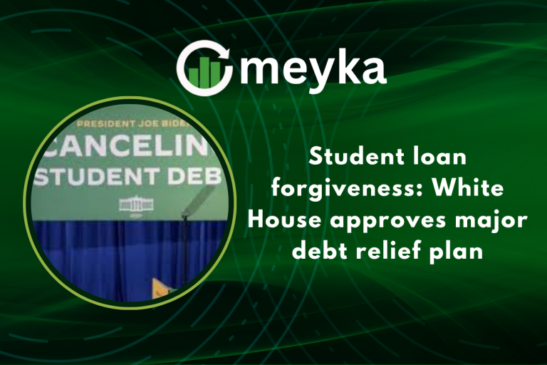 Students celebrating loan forgiveness outside the White House after the new Student Loan Forgiveness plan approval