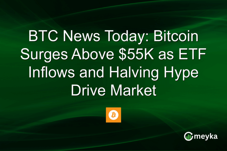 BTC News Today: Bitcoin Surges Above $55K as ETF Inflows and Halving Hype Drive Market