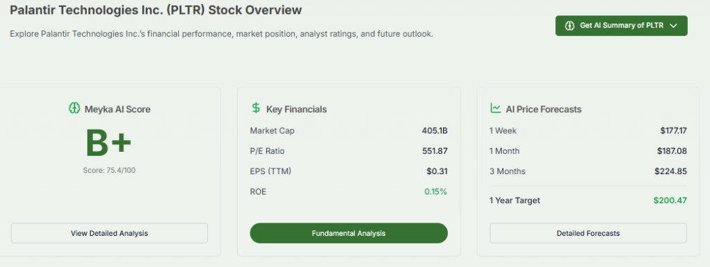 Meyka AI: Palantir Market Cap with ROE