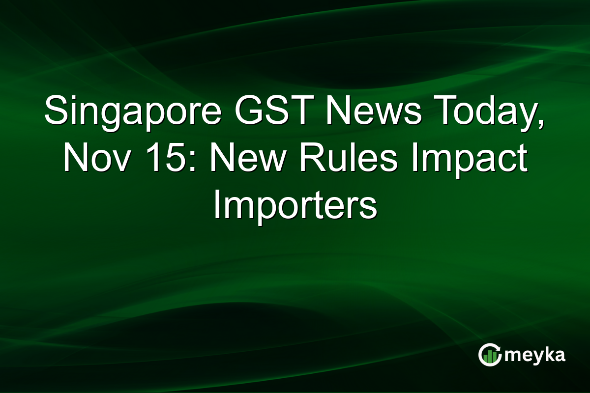 Singapore GST News Today, Nov 15: New Rules Impact Importers