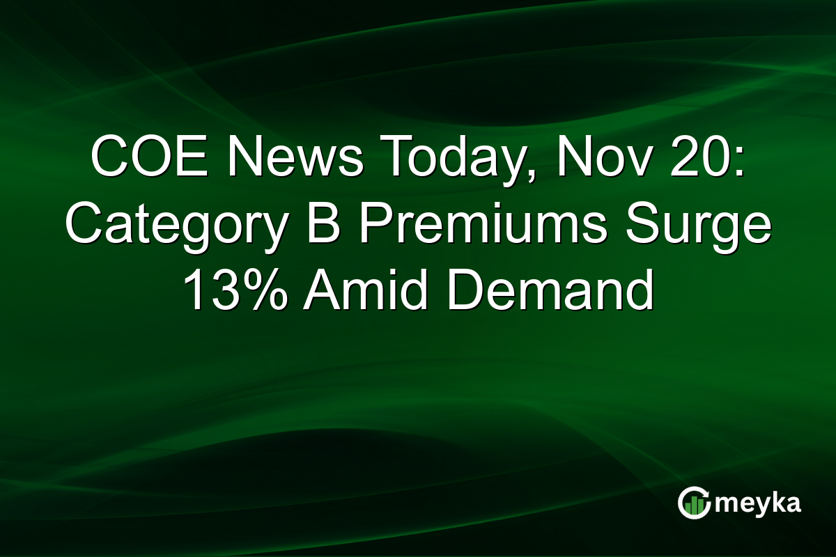 COE News Today, Nov 20: Category B Premiums Surge 13% Amid Demand