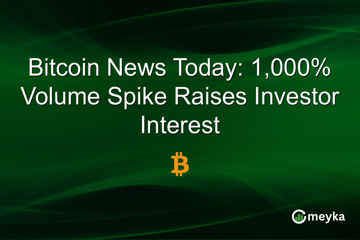 Bitcoin News Today: 1,000% Volume Spike Raises Investor Interest