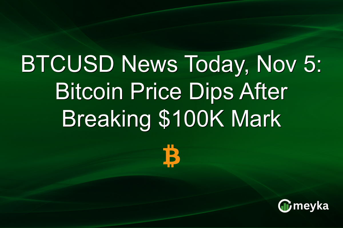 BTCUSD News Today, Nov 5: Bitcoin Price Dips After Breaking $100K Mark