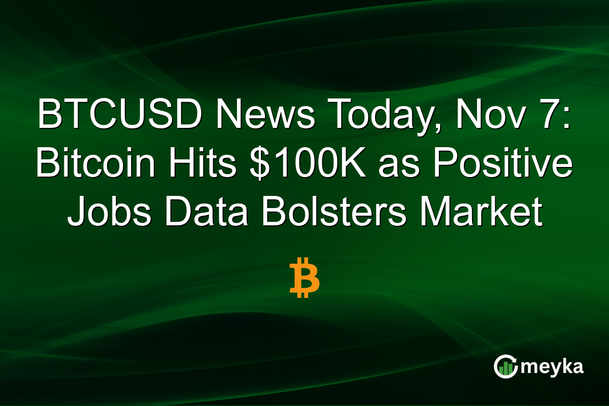 BTCUSD News Today, Nov 7: Bitcoin Hits $100K as Positive Jobs Data Bolsters Market