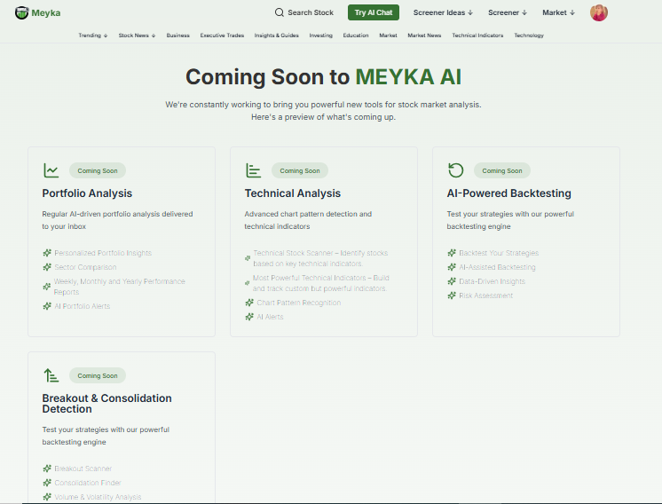 Upcoming Features of Meyka AI