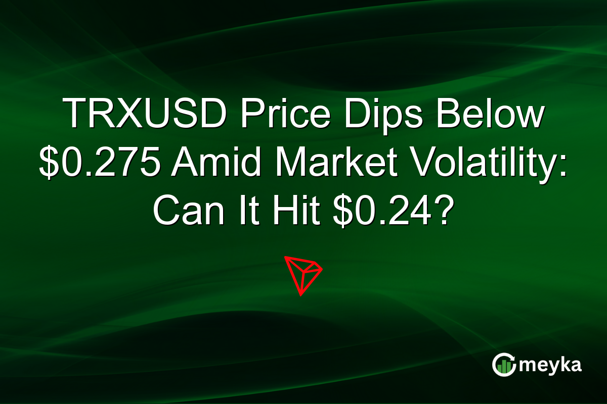 TRXUSD Price Dips Below $0.275 Amid Market Volatility: Can It Hit $0.24?