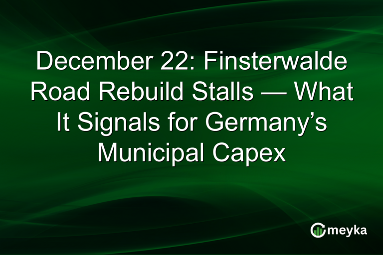 December 22: Finsterwalde Road Rebuild Stalls — What It Signals for Germany’s Municipal Capex