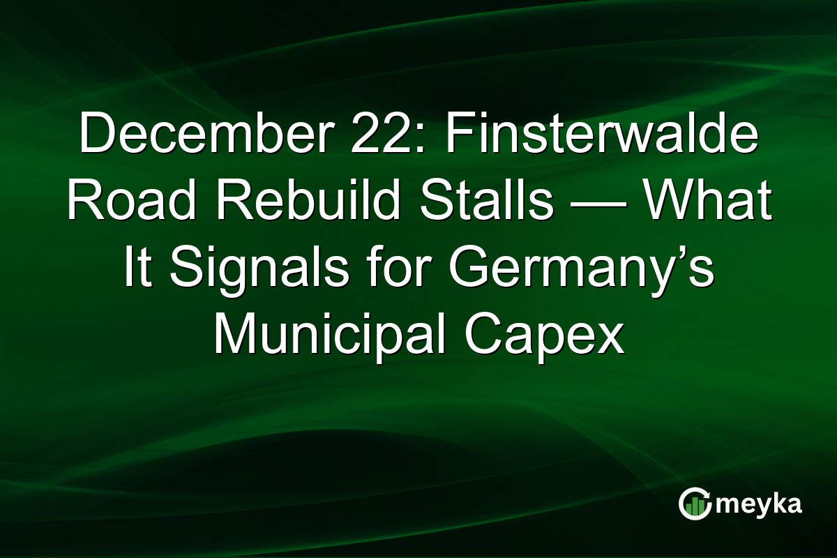 December 22: Finsterwalde Road Rebuild Stalls — What It Signals for Germany’s Municipal Capex