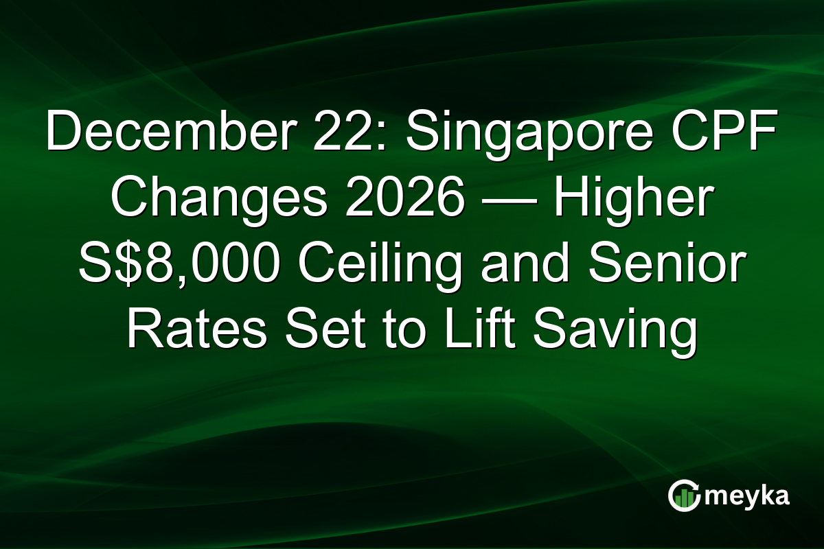 December 22: Singapore CPF Changes 2026 — Higher S$8,000 Ceiling and Senior Rates Set to Lift Saving