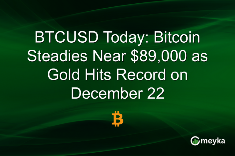 BTCUSD Today: Bitcoin Steadies Near $89,000 as Gold Hits Record on December 22