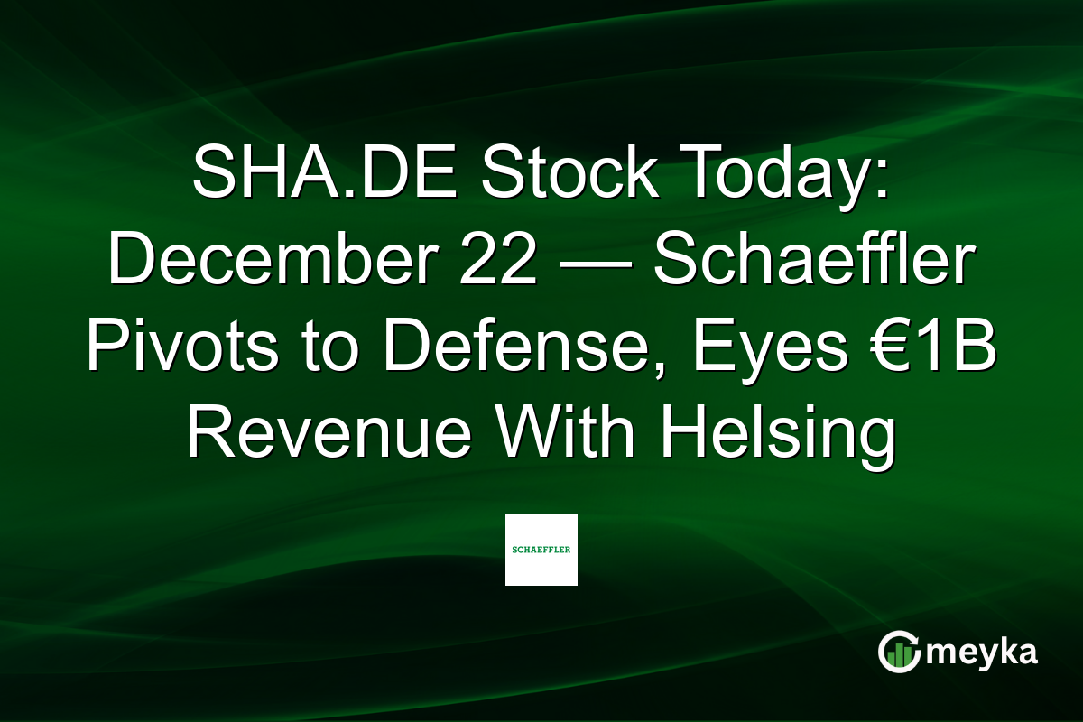 SHA.DE Stock Today: December 22 — Schaeffler Pivots to Defense, Eyes €1B Revenue With Helsing