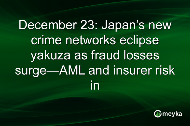 December 23: Japan’s new crime networks eclipse yakuza as fraud losses surge—AML and insurer risk in