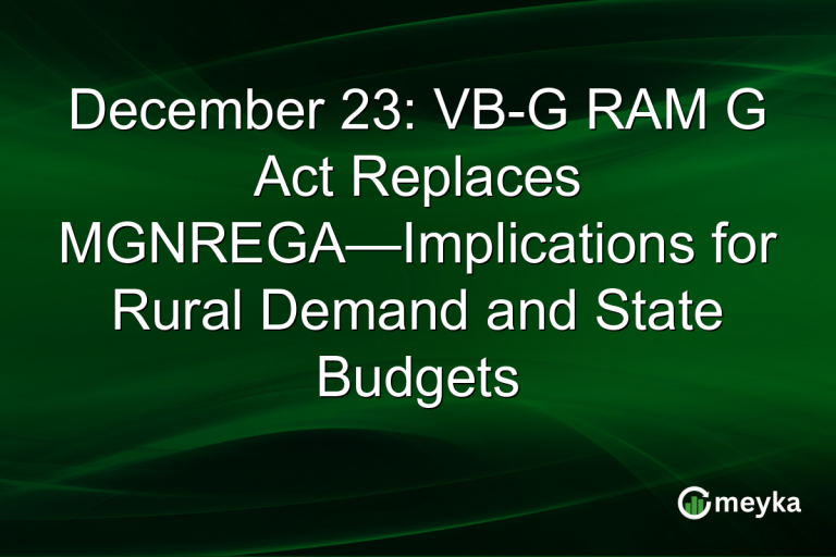 December 23: VB-G RAM G Act Replaces MGNREGA—Implications for Rural Demand and State Budgets