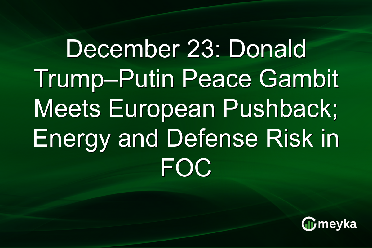 December 23: Donald Trump–Putin Peace Gambit Meets European Pushback; Energy and Defense Risk in FOC