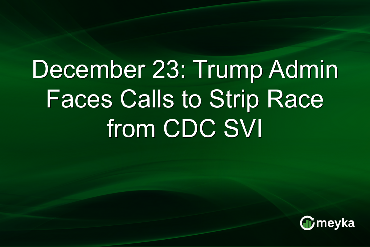 December 23: Trump Admin Faces Calls to Strip Race from CDC SVI