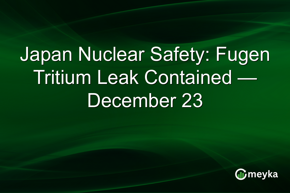 Japan Nuclear Safety: Fugen Tritium Leak Contained — December 23