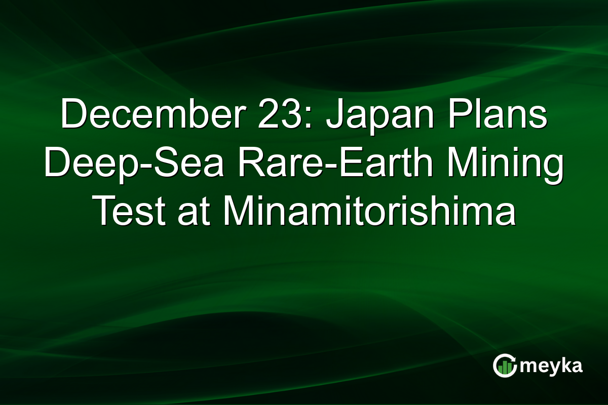 December 23: Japan Plans Deep-Sea Rare-Earth Mining Test at Minamitorishima
