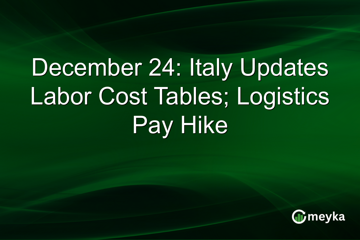 December 24: Italy Updates Labor Cost Tables; Logistics Pay Hike