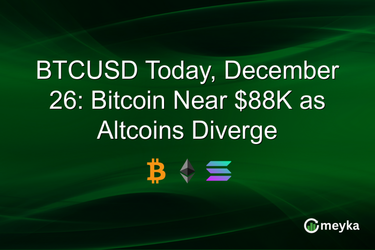 BTCUSD Today, December 26: Bitcoin Near $88K as Altcoins Diverge