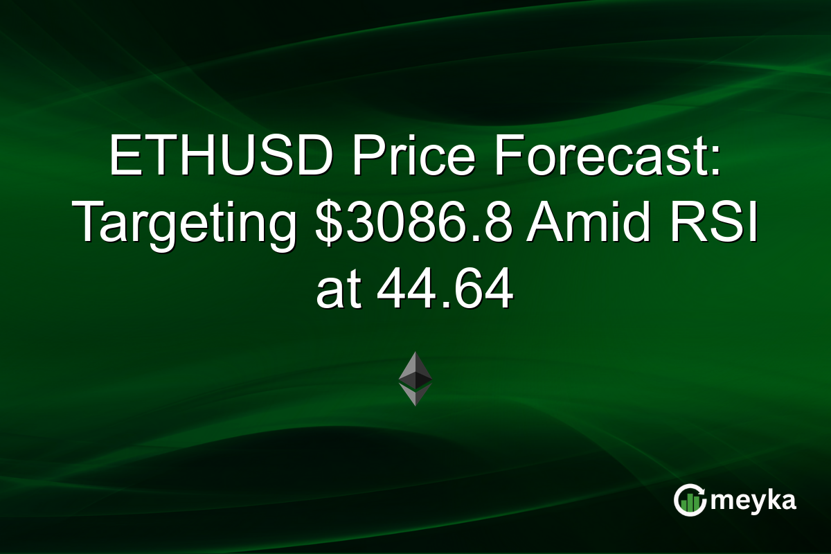 ETHUSD Price Forecast: Targeting $3086.8 Amid RSI at 44.64