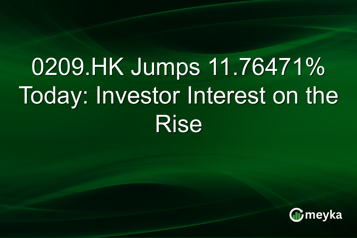 0209.HK Jumps 11.76471% Today: Investor Interest on the Rise