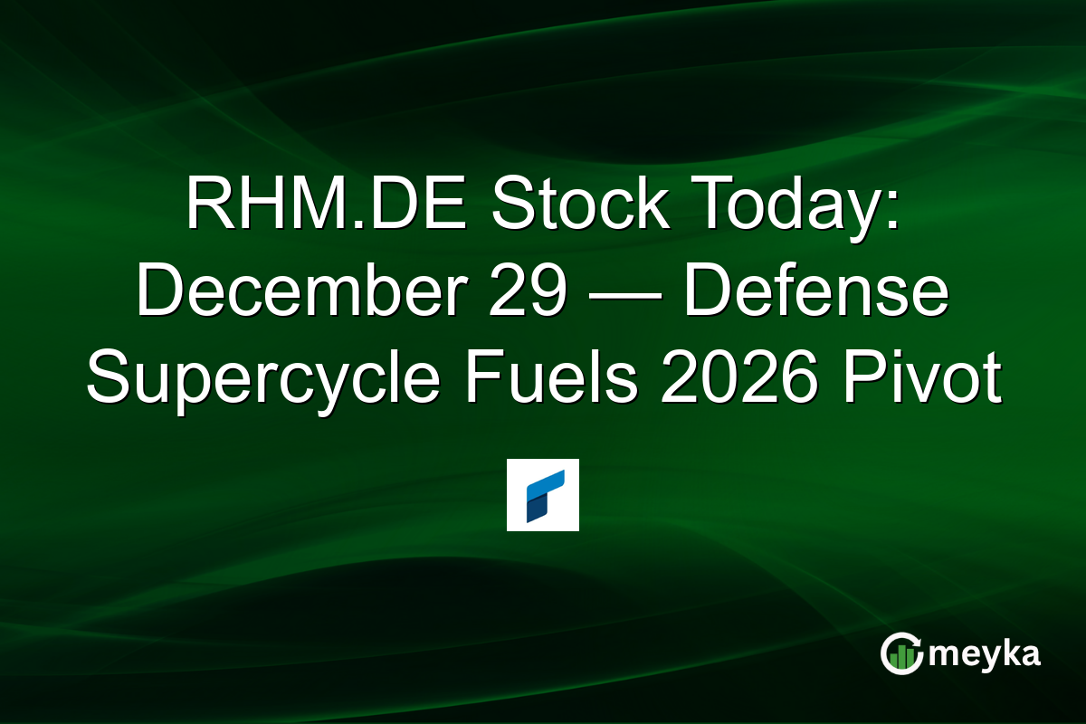RHM.DE Stock Today: December 29 — Defense Supercycle Fuels 2026 Pivot