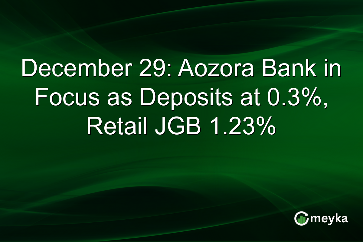 December 29: Aozora Bank in Focus as Deposits at 0.3%, Retail JGB 1.23%