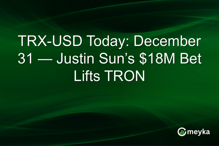 TRX-USD Today: December 31 — Justin Sun’s $18M Bet Lifts TRON