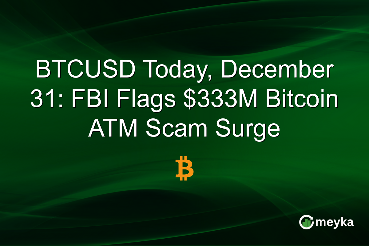 BTCUSD Today, December 31: FBI Flags $333M Bitcoin ATM Scam Surge