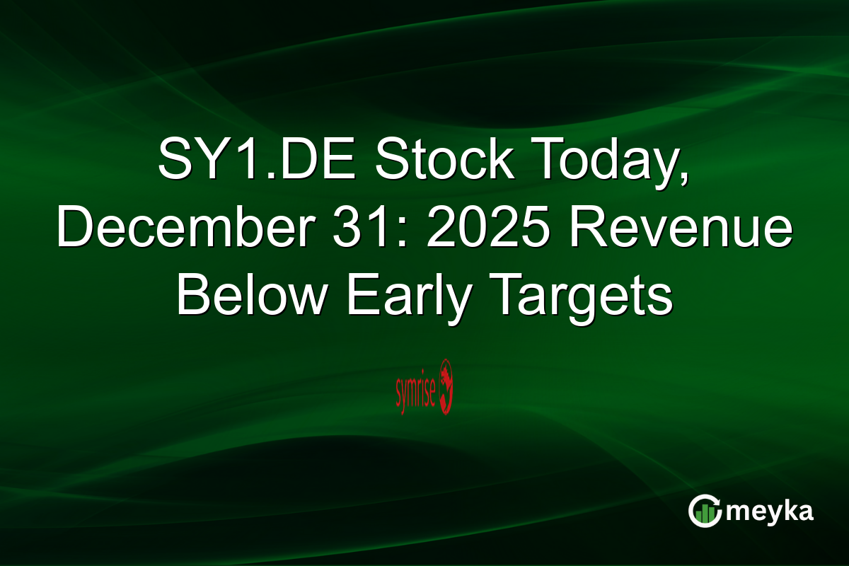SY1.DE Stock Today, December 31: 2025 Revenue Below Early Targets